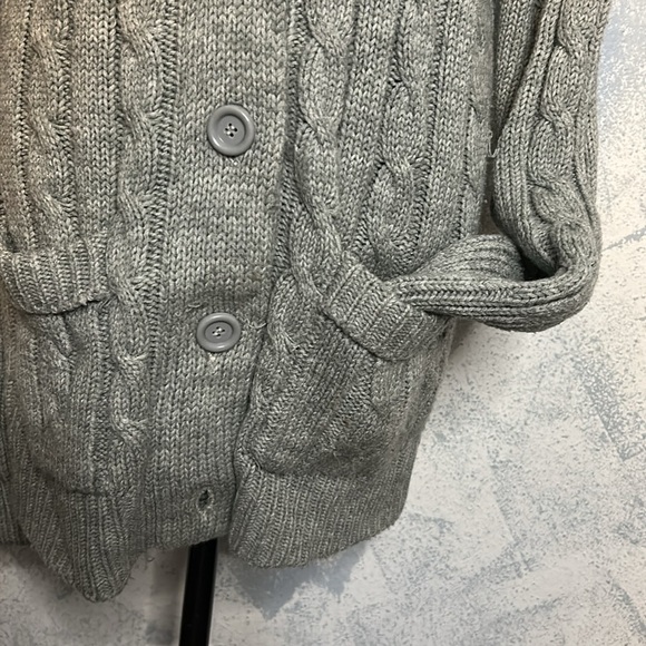 Susan Ess Grey Cable-Knit Cardigan Sweater size L - Picture 3 of 7